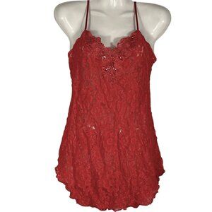 Inner Most Womens VTG Sheer Lace Chemise Slip Size XS Red Boudoir Femme Fatale
